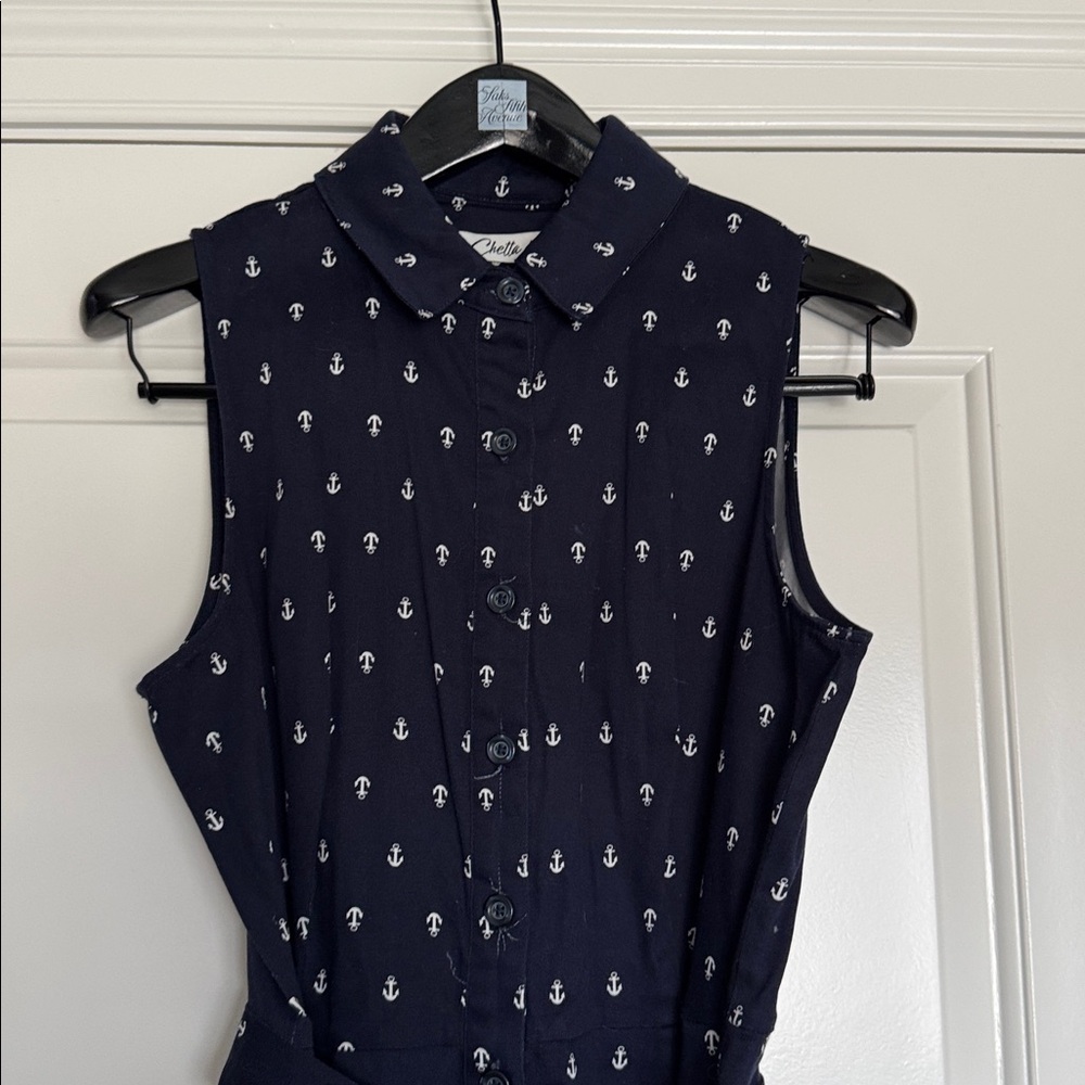 Navy Blue Sleeveless Dress with white anchors
Nautical - Picture 2 of 4